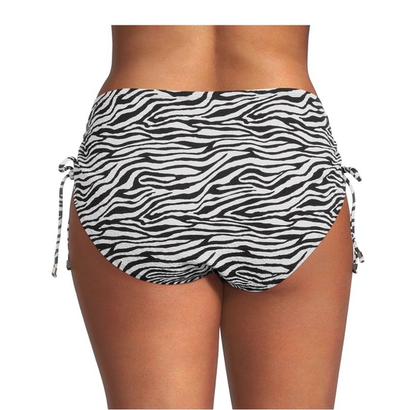 Time and Tru Women Plus Size Zebra Print Adjustable Side Tie Bikini Swim Bottom - Picture 2 of 10